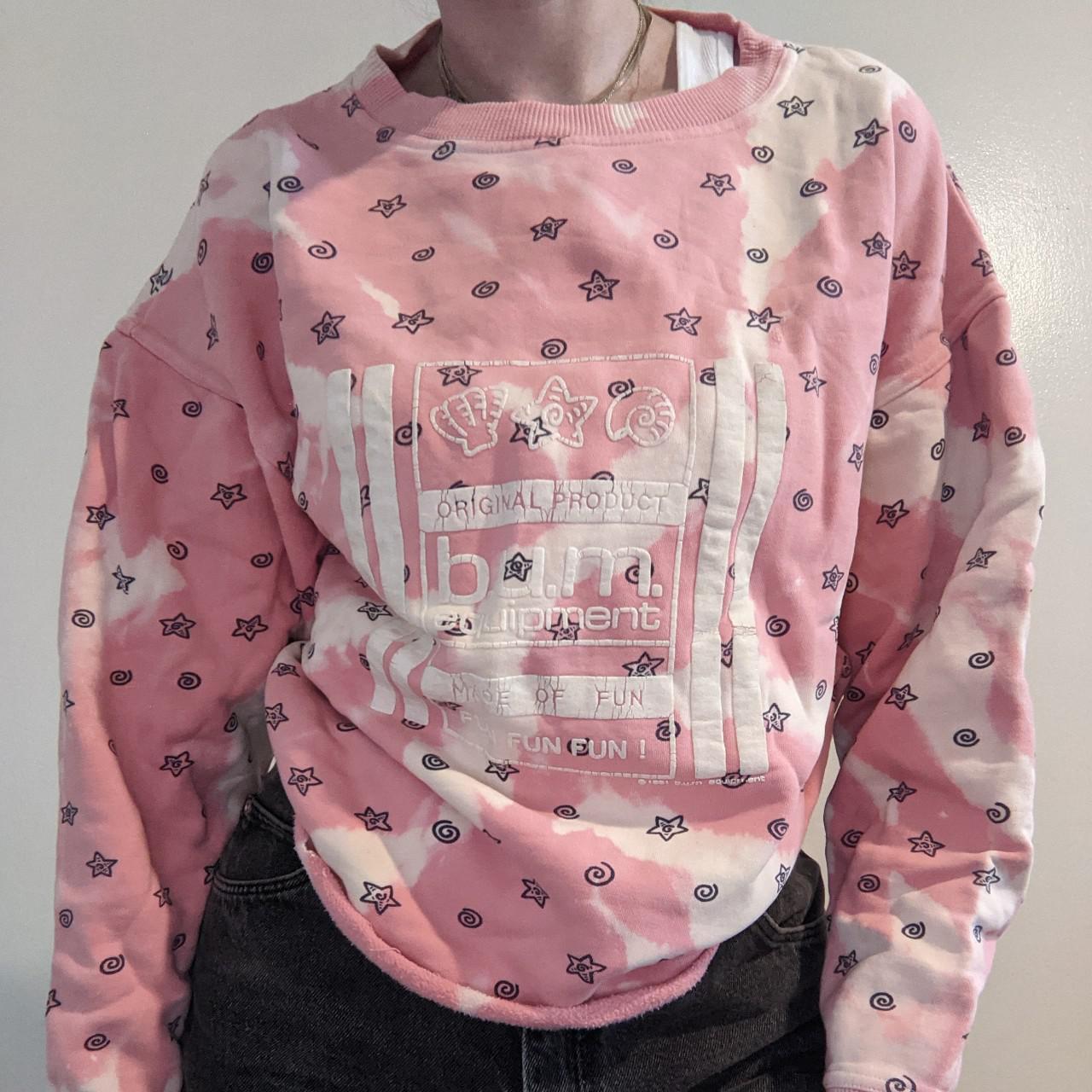 Vintage b.u.m equipment pink crew neck sweatshirt.... Depop
