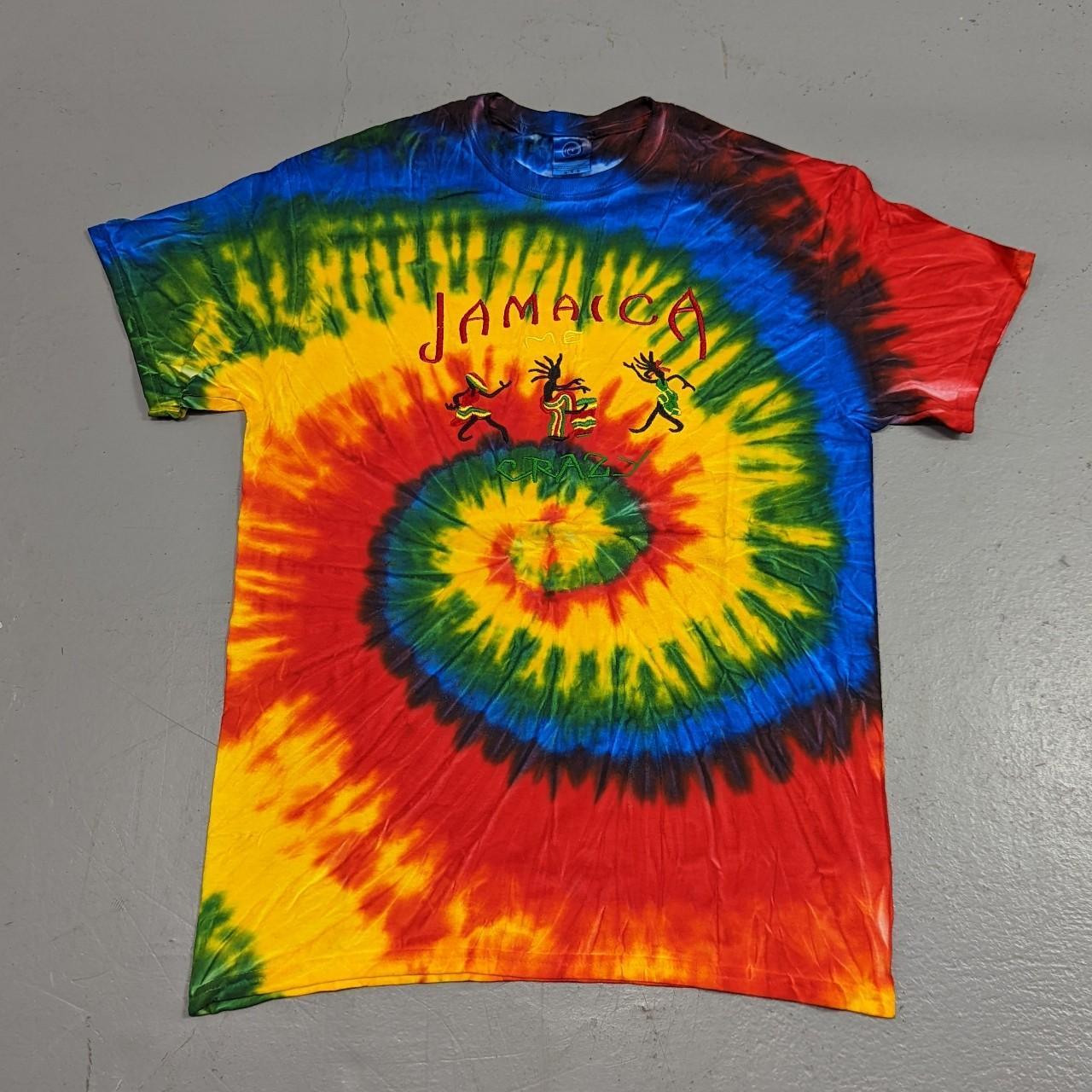 Jamaica Caribbean Tie Dye Shirt Y2K Rainbow Colored Depop