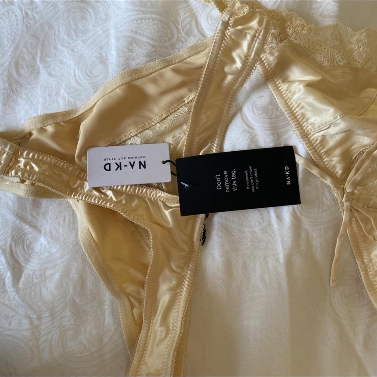 Na-kd underwear set thong satin Spitze gelb new... - Depop