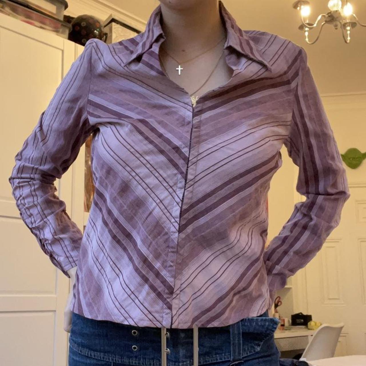 Perfect Little 90s Office Wear Shirt In Purple- Pink - Depop