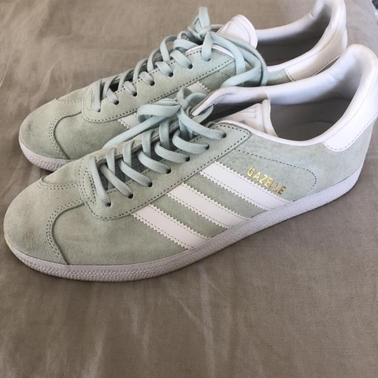 Adidas Gazelle- perfect condition- light green &... - Depop