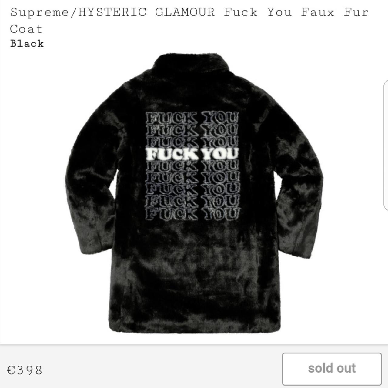 Supreme / HYSTERIC GLAMOUR Fuck You Faux Fur Coat...