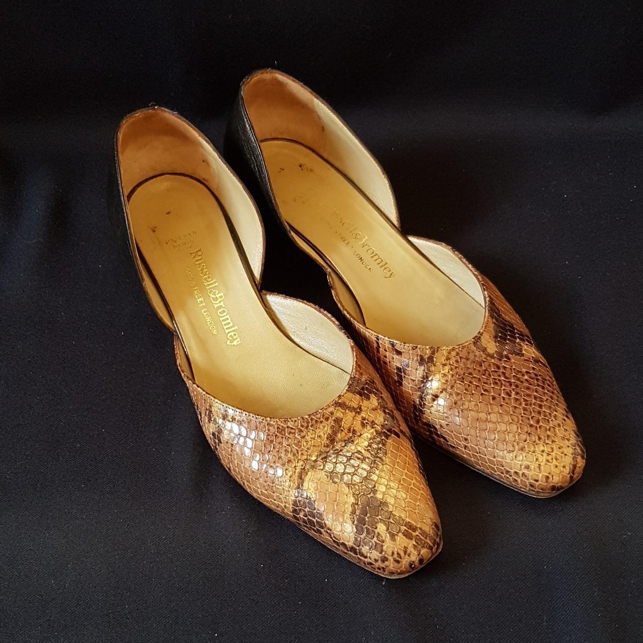 Russell & Bromley Snakeskin & Brown Leather Pointed... - Depop