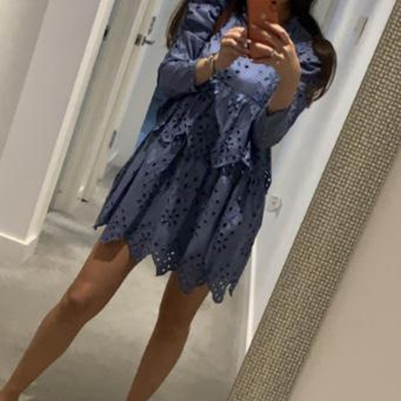 Zara cornflower blue embroidery dress Sold out... Depop