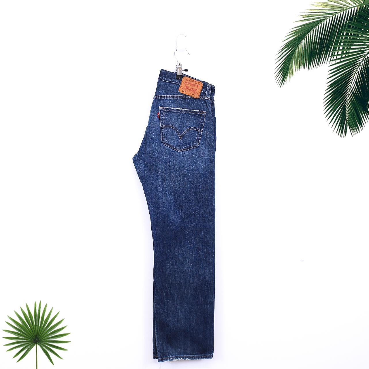 Levi's 501 Jeans Dark Washed Blue Straight Leg... - Depop