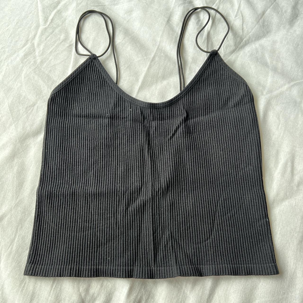 Zara Basics Black Ribbed Top Size XS-S Worn Once,... - Depop