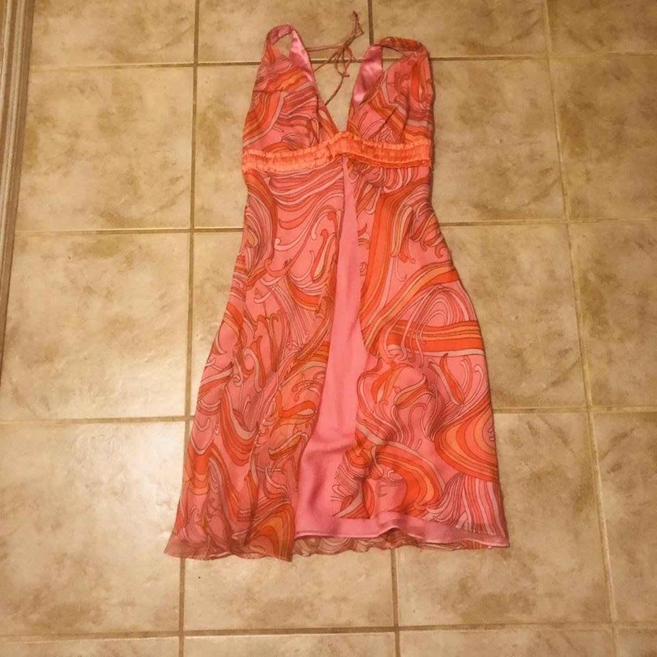 Laundry by Shelli Segal Women's Pink and Orange Dress | Depop