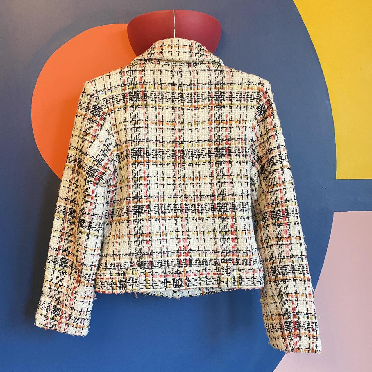 Vintage dagger collar crop jacket. Plaid design with... - Depop