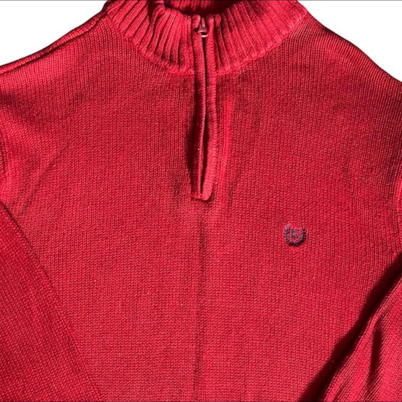 Chaps Knit sweater jumper Chaps red 1/4 zip knit... - Depop