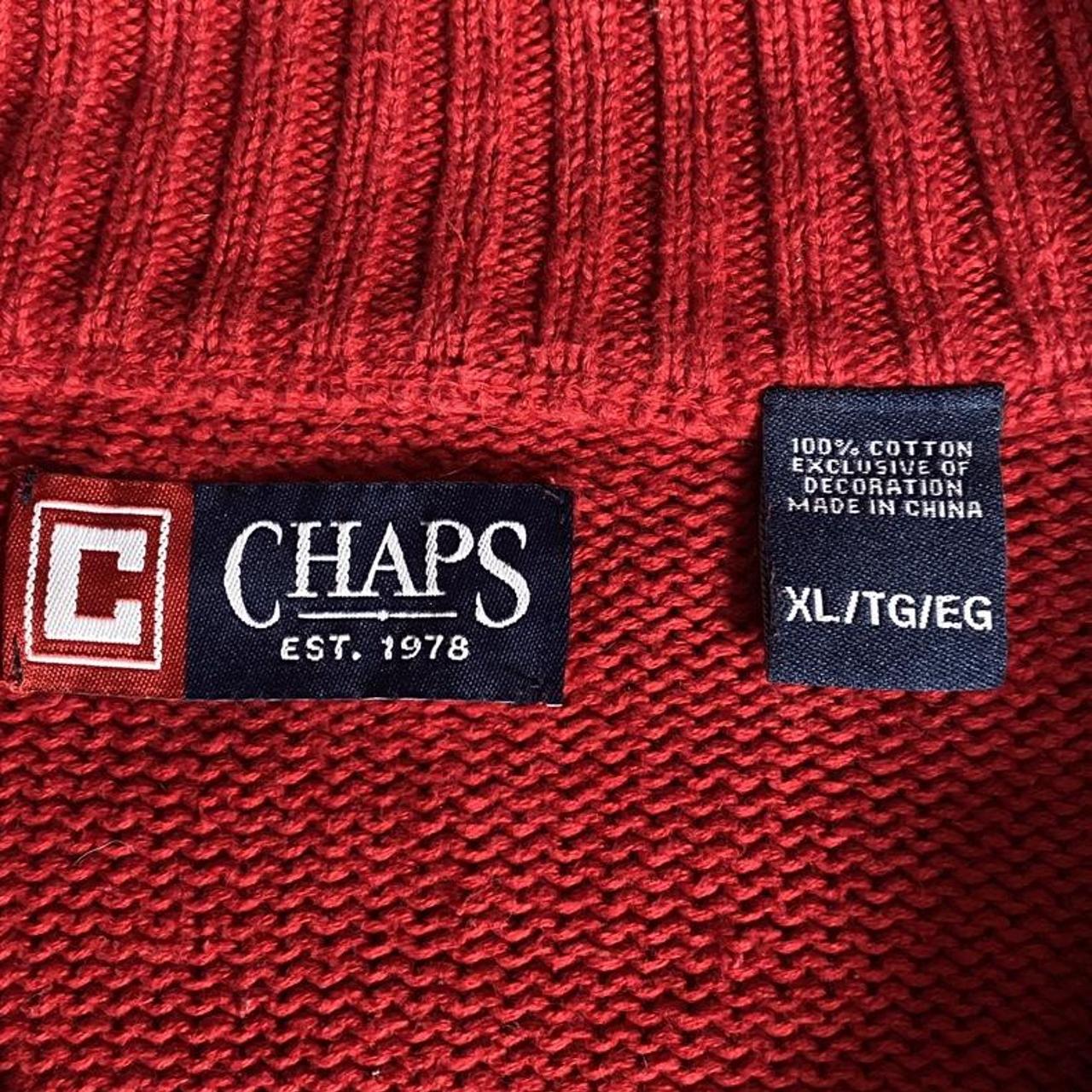 Chaps Knit sweater jumper Chaps red 1/4 zip knit... - Depop