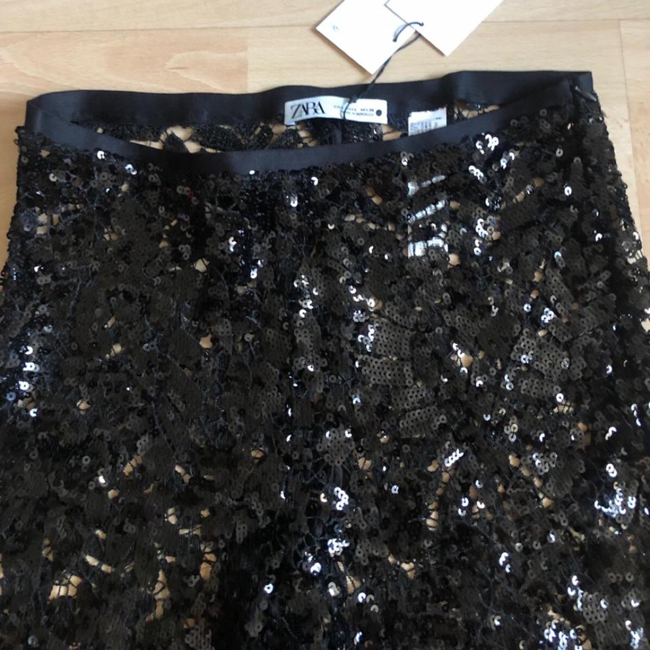 ZARA LILAC SEQUINNED Sequin Flared Hem Leggings Trousers Size XS Party  4000  PicClick UK
