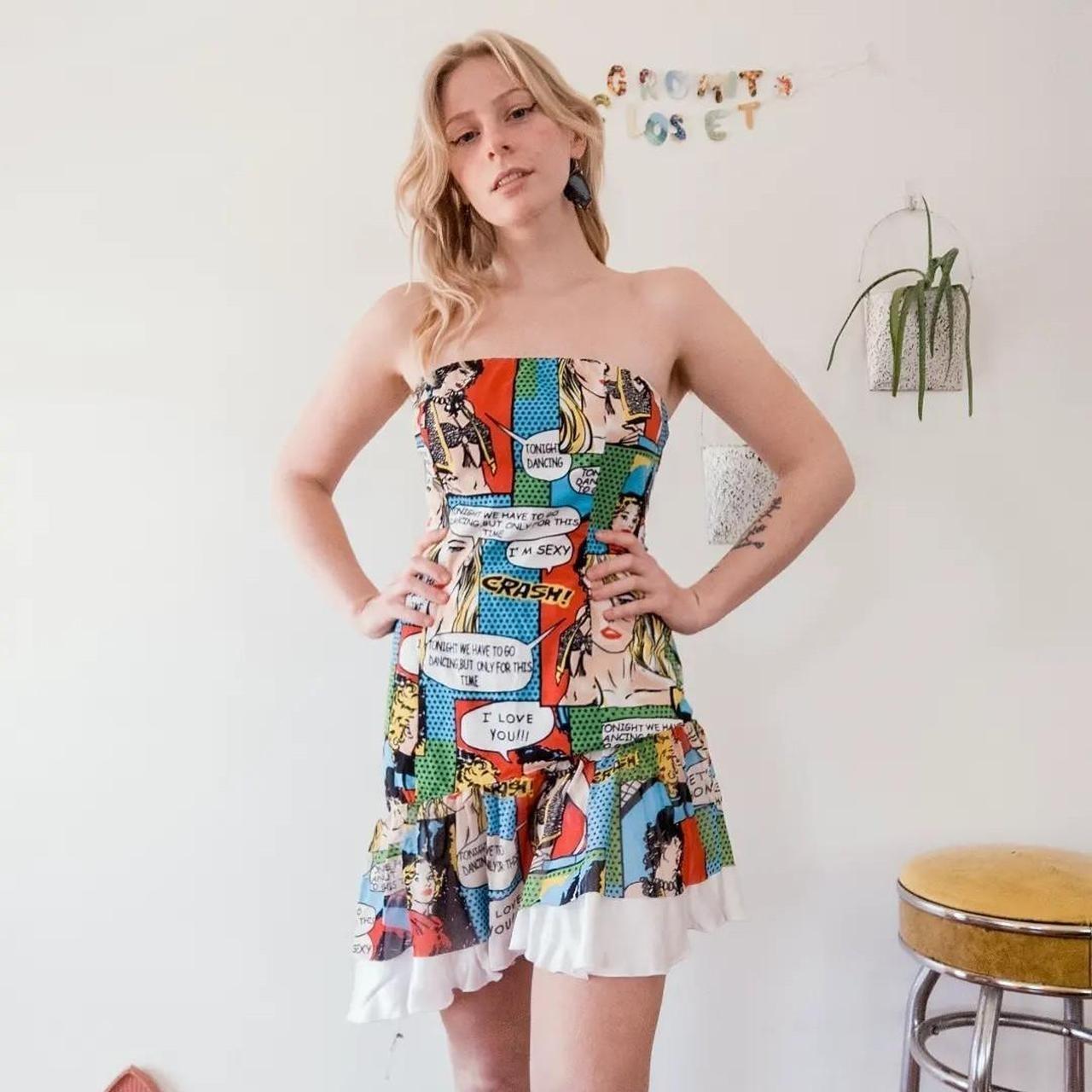 Handmade comic book print mini dress. Sleeves with... Depop