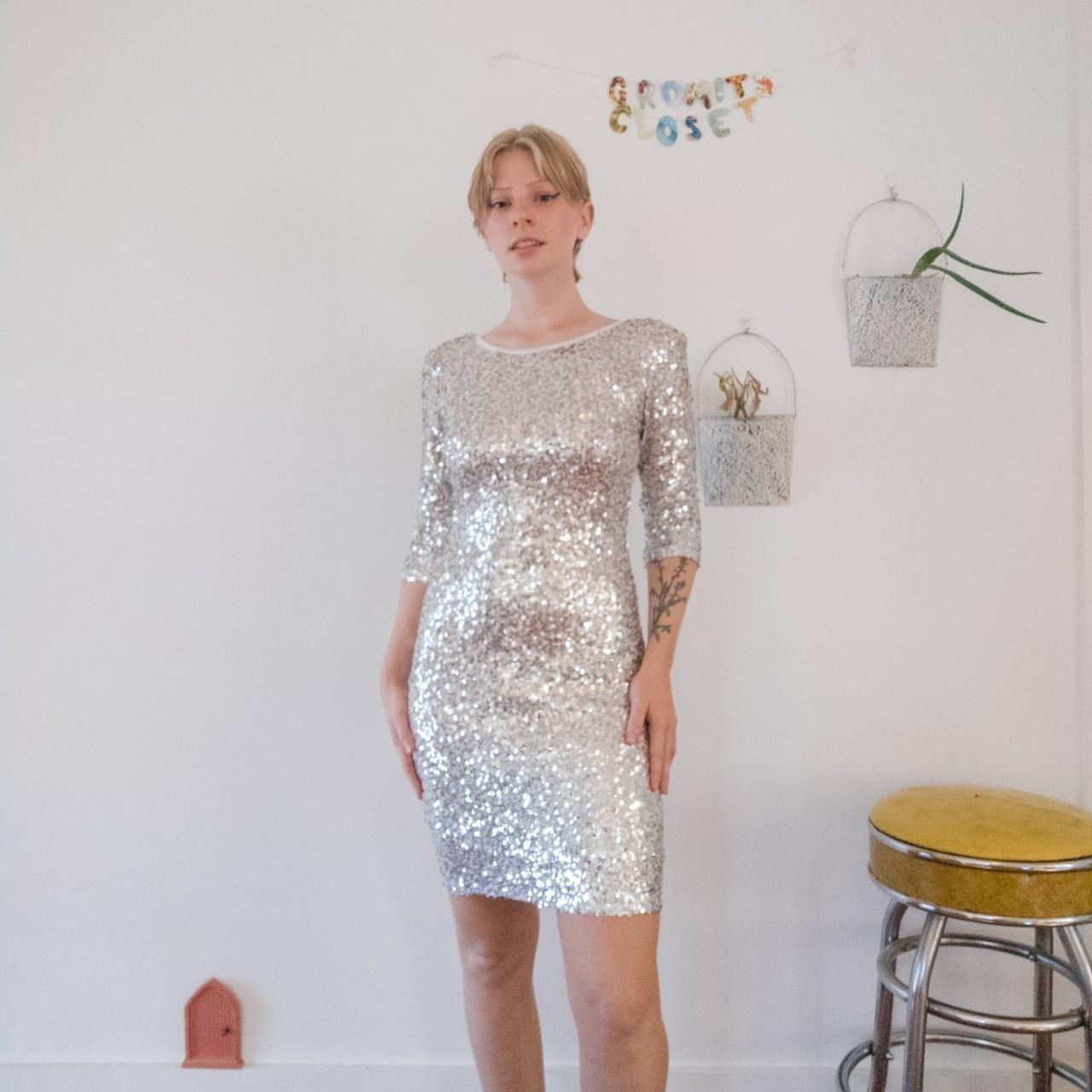 Sequined bodycon dress Disco ball figure hugging... - Depop