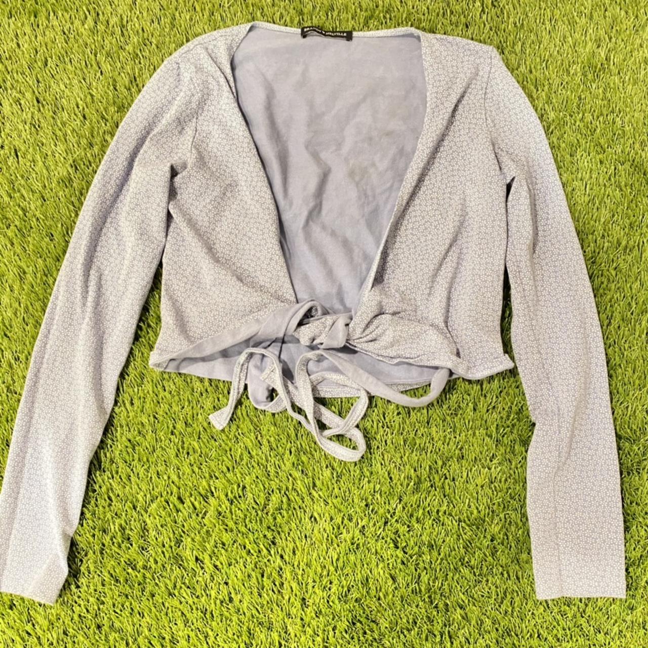 brandy melville baby blue floral wrap top🤍 NEVER... Depop