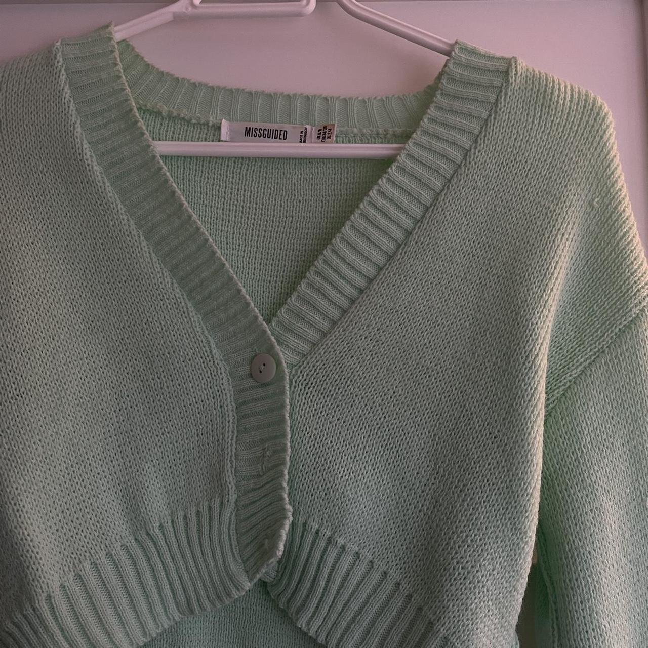 Mint green cropped cardigan with buttons, misguided,... - Depop