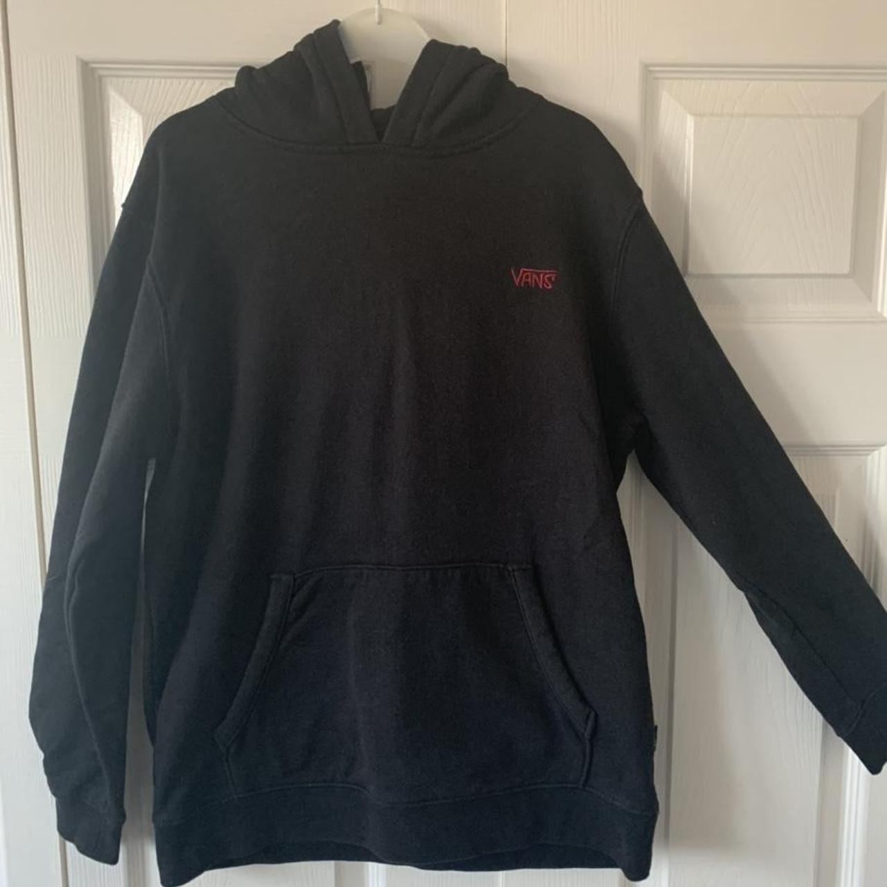 Vans black hoodie with red embroidered logo on back... - Depop