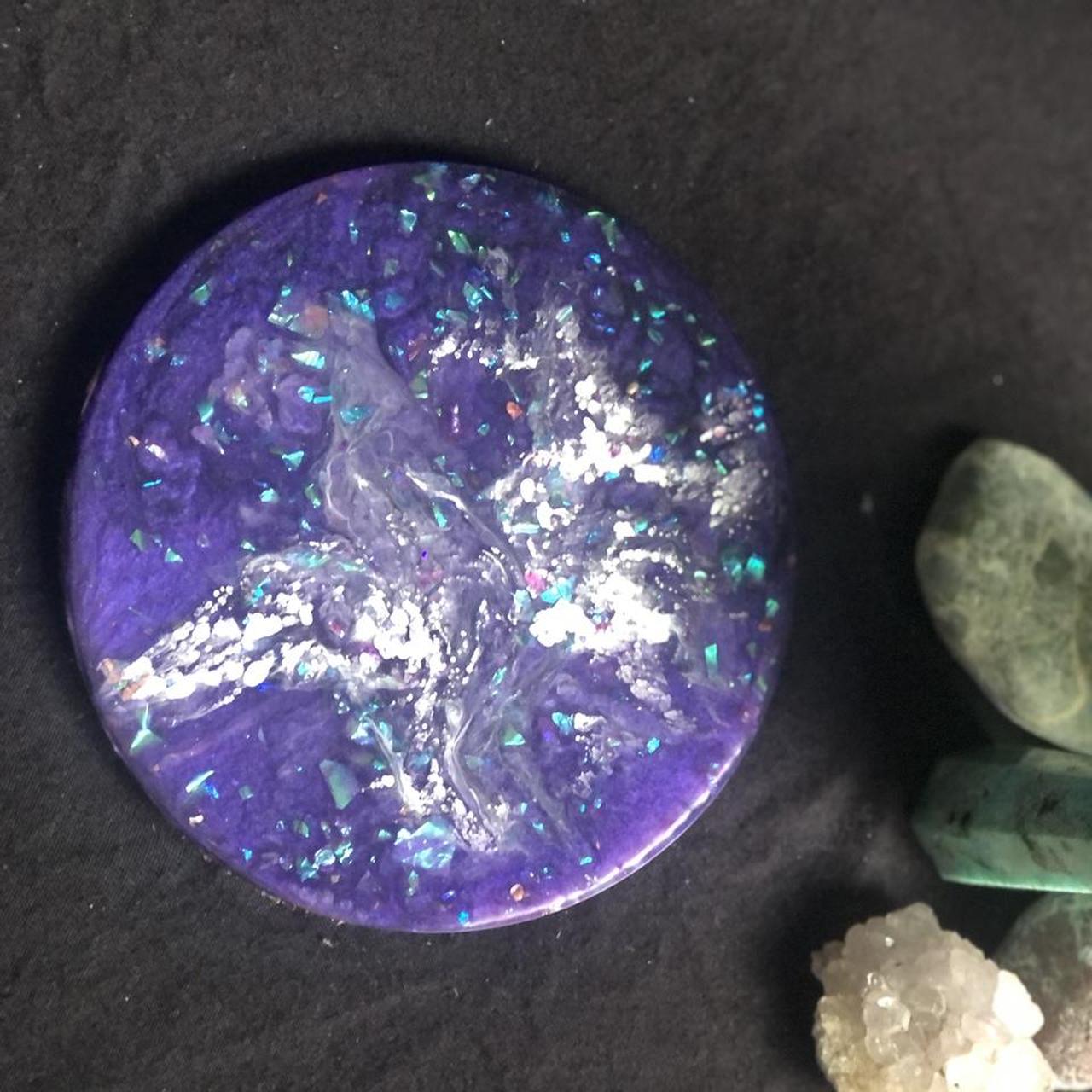 Purple Holographic Resin Coaster Handmade By Depop