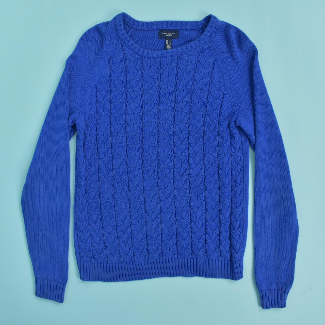 Electric Blue Cable Knit Sweater Land’s End Drifter... - Depop