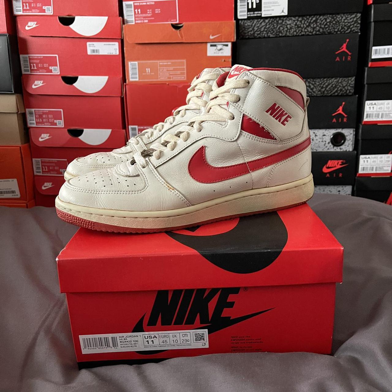 Vintage Convention High White/Gym Red... - Depop