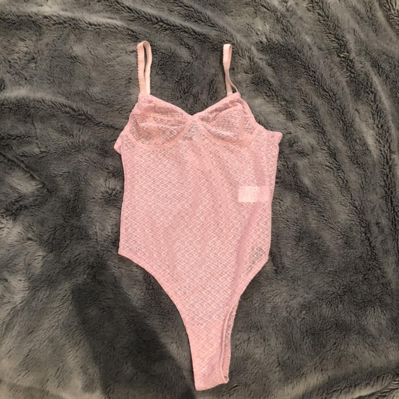 Motel sheer blush pink Lenora bodysuit / leotard /... - Depop