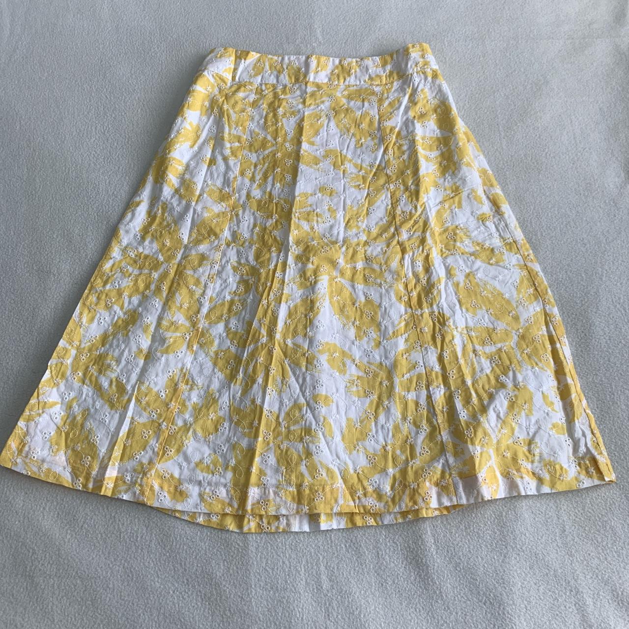 Marks & Spencer white with yellow floral print midi... - Depop