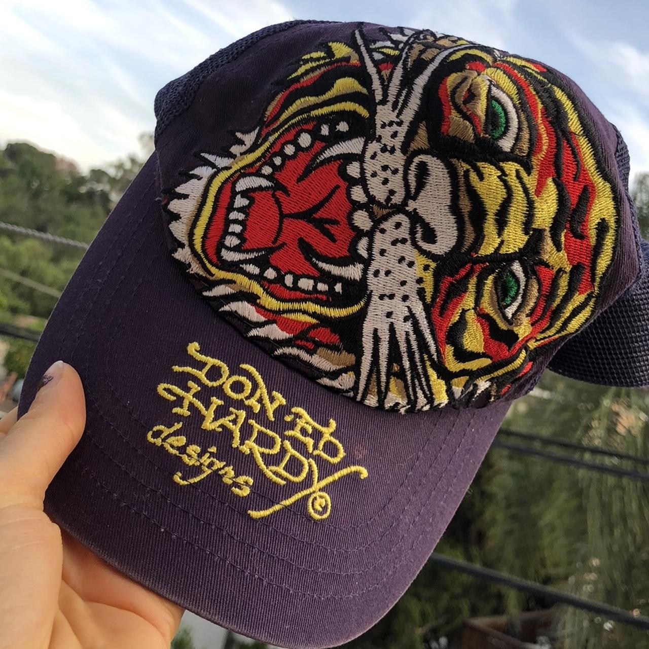 Ed Hardy Festival Tiger Trucker Hat Purple, Shipping