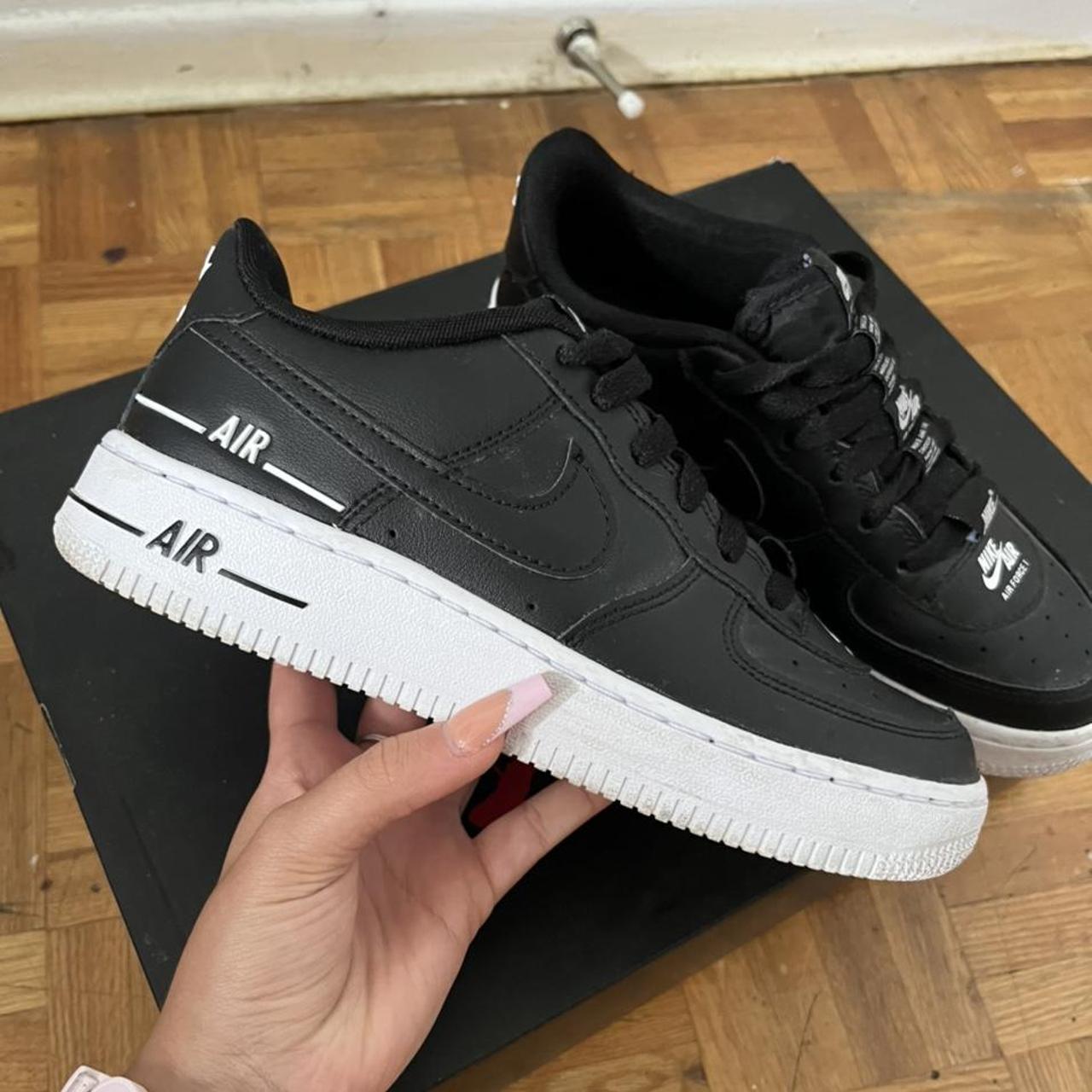 Air Force 1 “LV8 3 Black GS” •Size 4.5y / 6w •10/10... - Depop