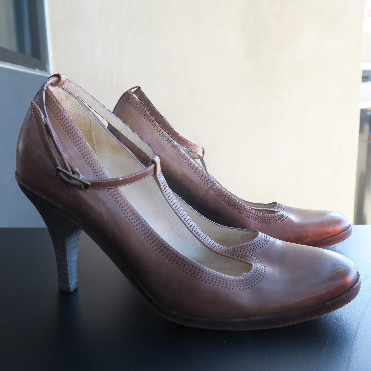 Product Image 1 - Leather Whipstitch Trim T-Strap Pumps