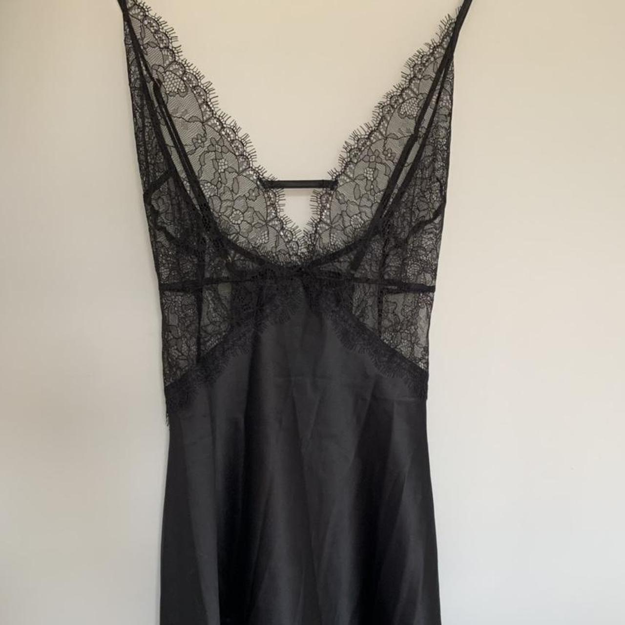 Insane Victoria’s secret black silk slip dress with... - Depop