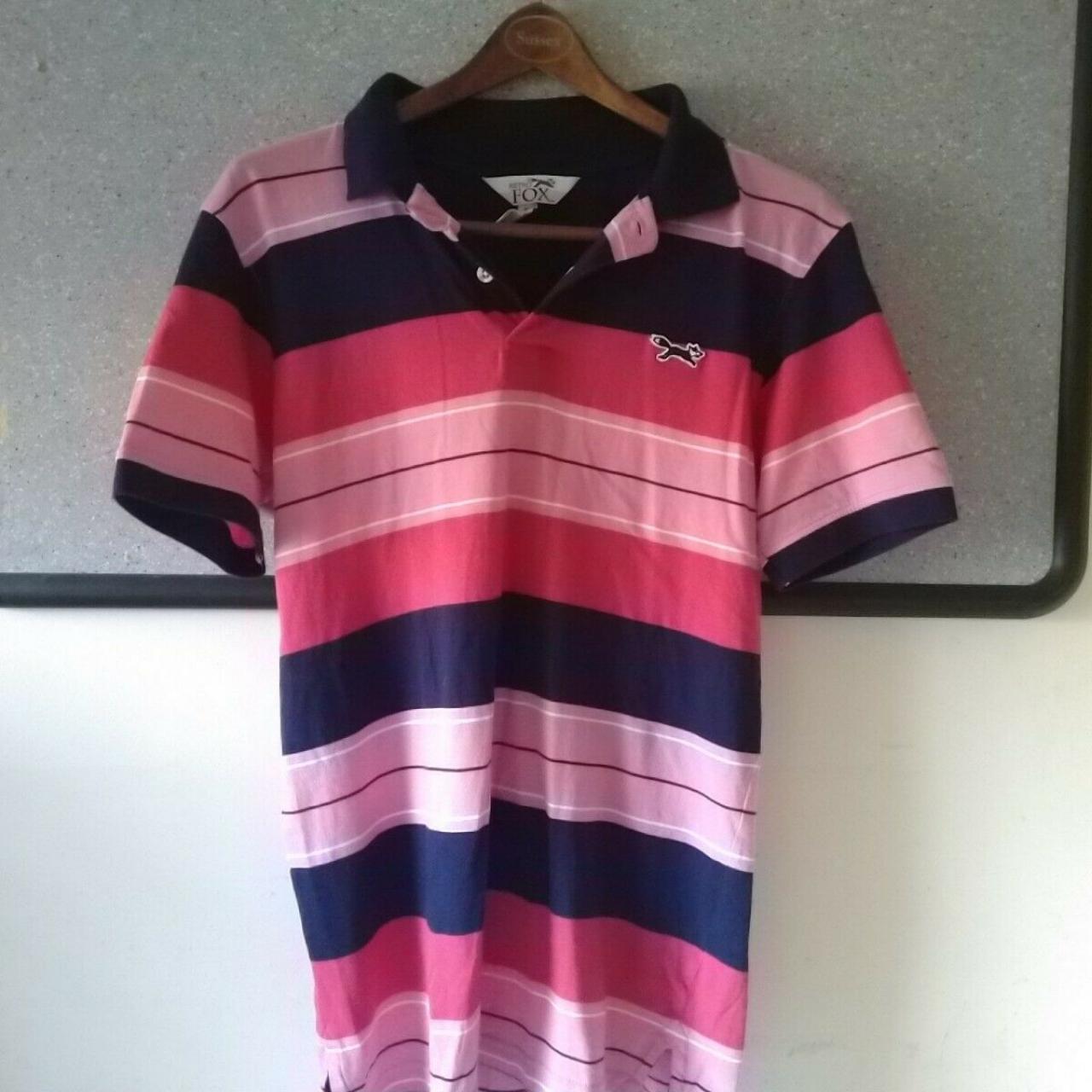 Retro Fox Mens Striped Polo Shirt Short Sleeve