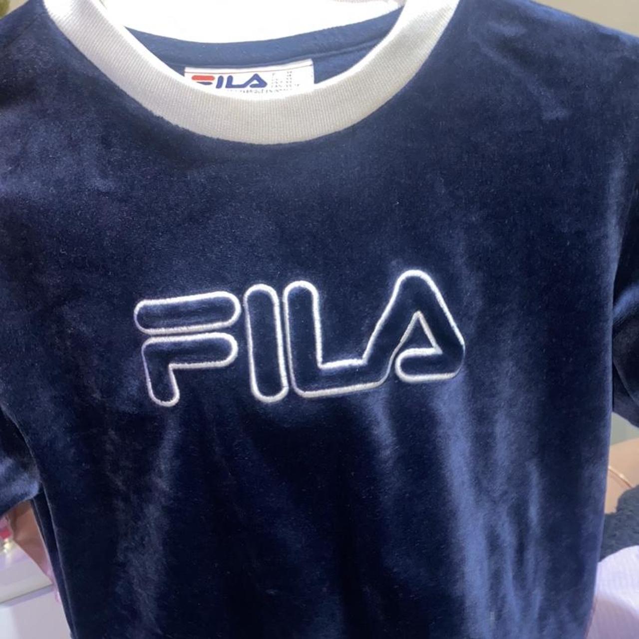 Fila velour / velvet cropped top Size xs #fila... - Depop