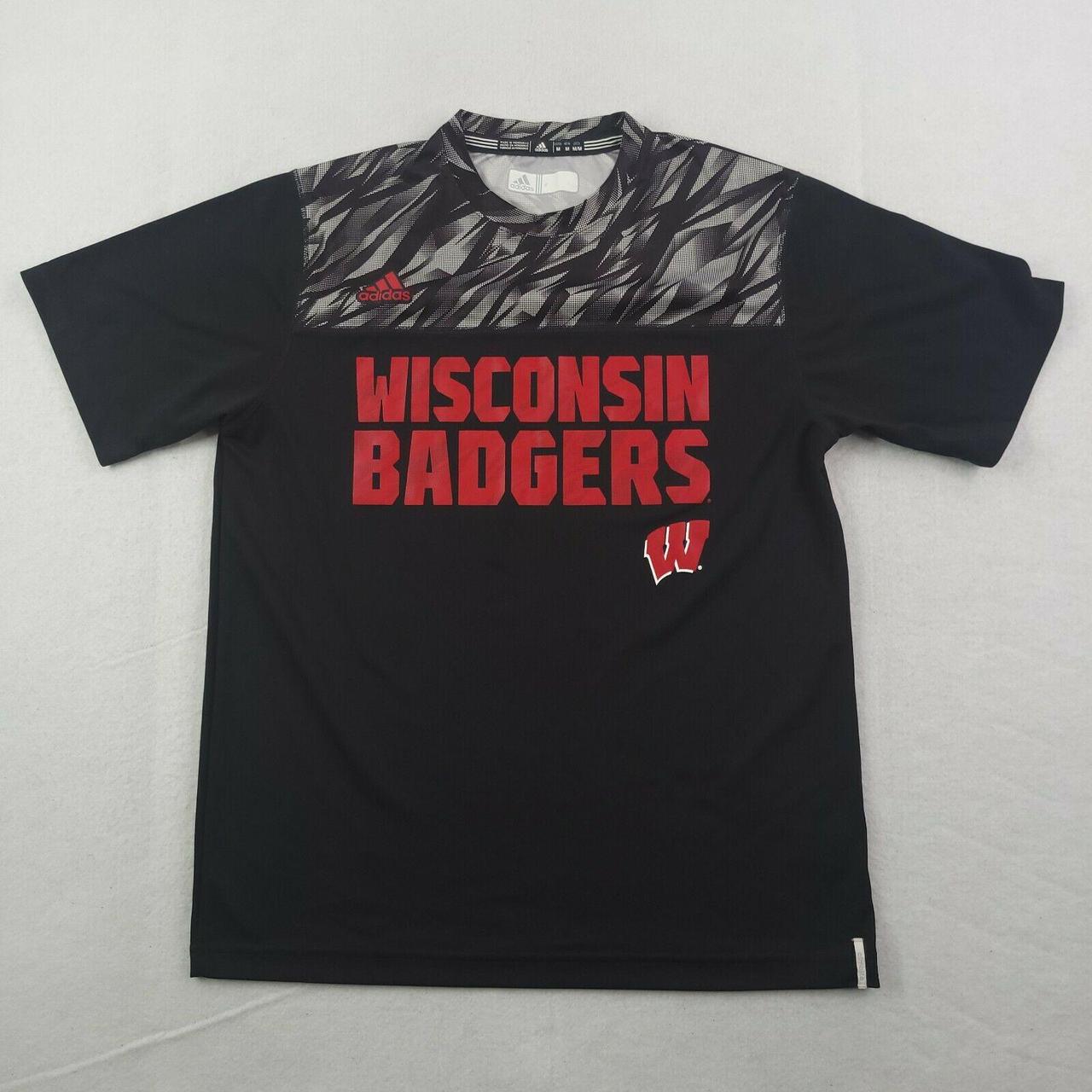 Adidas Wisconsin Badgers Shirt Mens Medium Black Red... - Depop