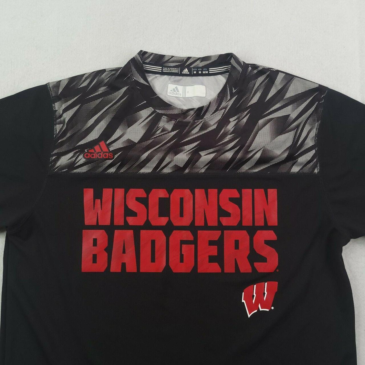 Adidas Wisconsin Badgers Shirt Mens Medium Black Red... - Depop