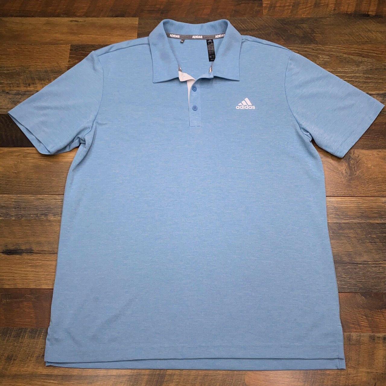 Adidas Mens Short Sleeve Polo Shirt Blue - Sz... - Depop