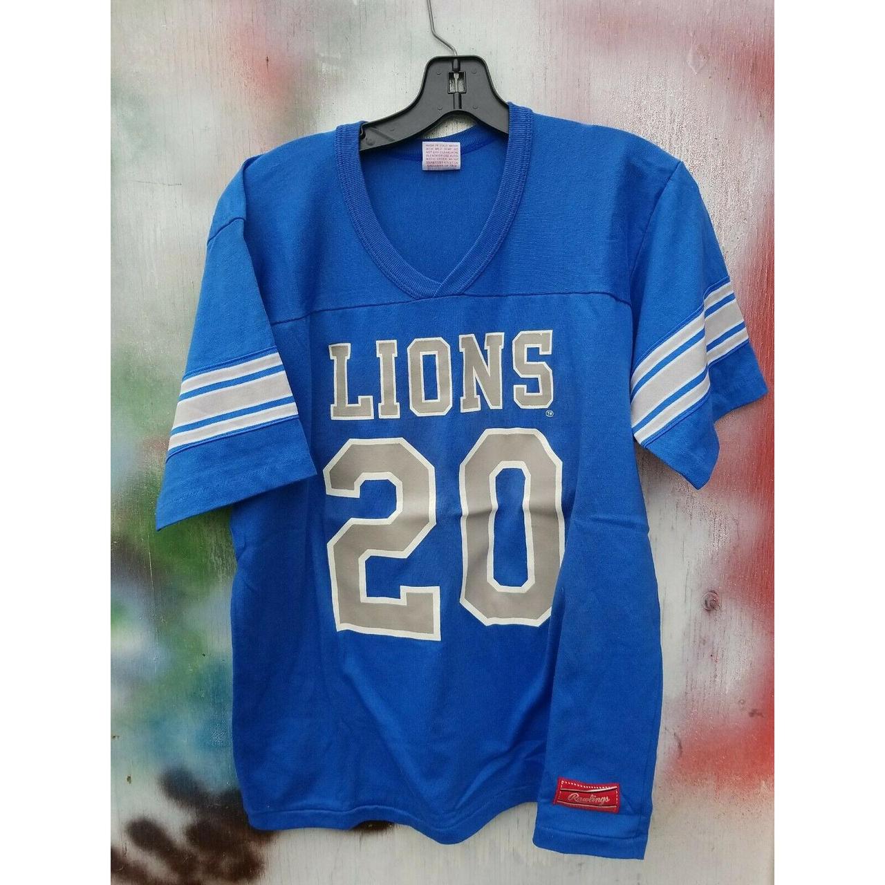 Vintage Blue Barry Sanders Detroit Lions Jersey ~ he - Depop