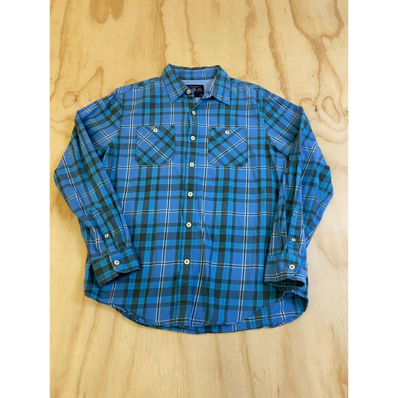 AMERICAN EAGLE ATHLETIC FIT MEN LARGE COLLARED PLAID... Depop