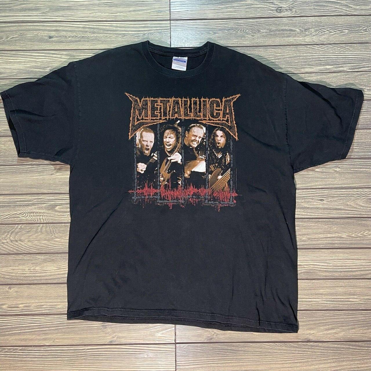 VTG Y2K Hanes 2000s Metal Band Music Tour Black T... - Depop