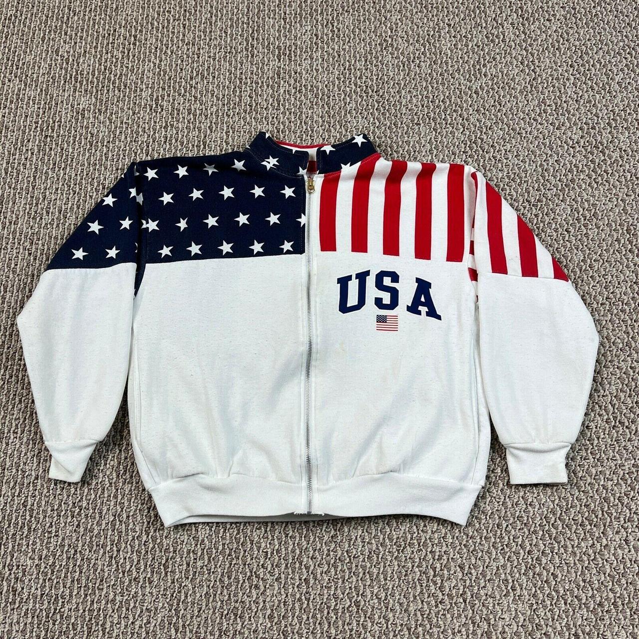 Vintage American Flag USA Zip Up Sweatshirt M