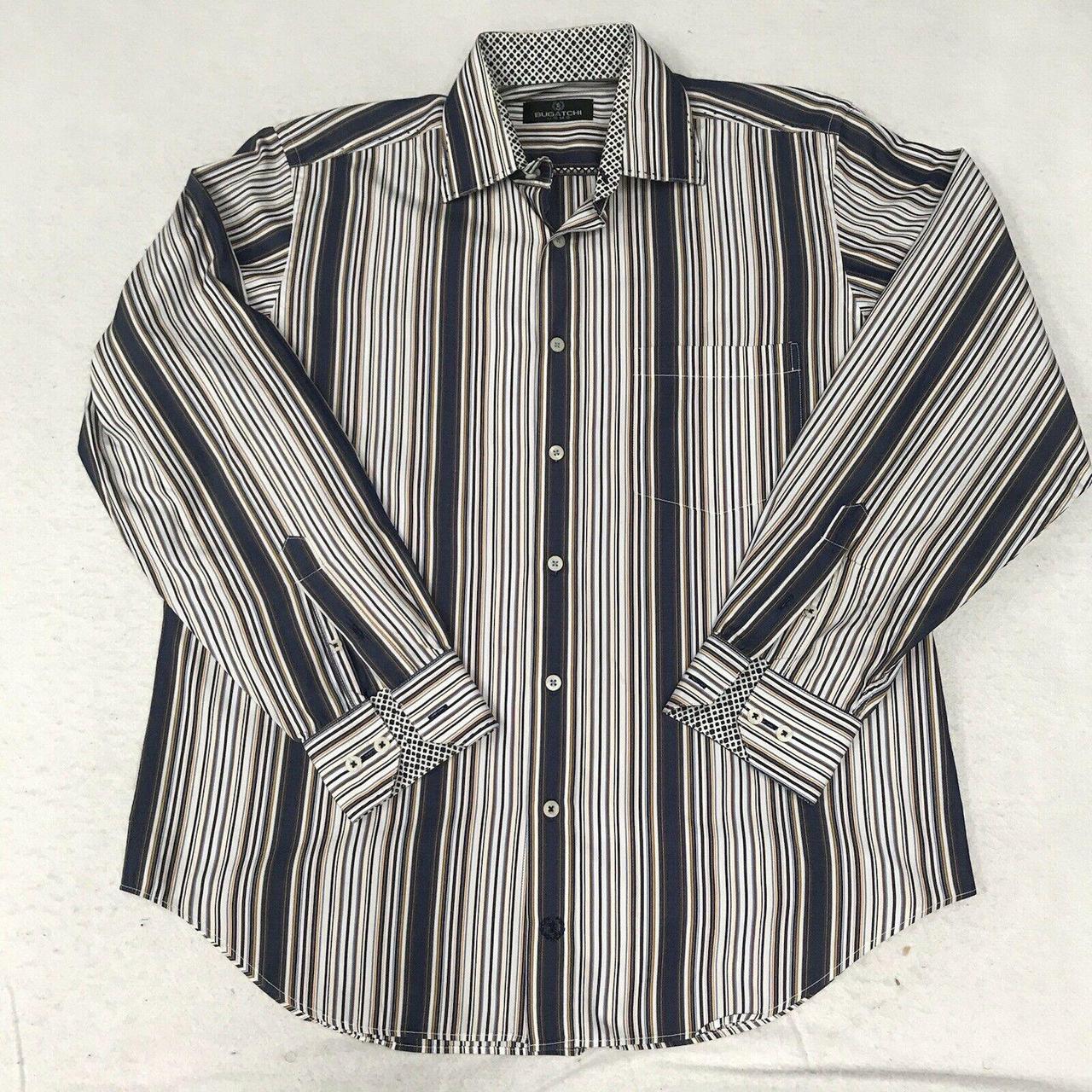 Bugatchi UOMO Mens L Large Multicolor Striped Button... - Depop