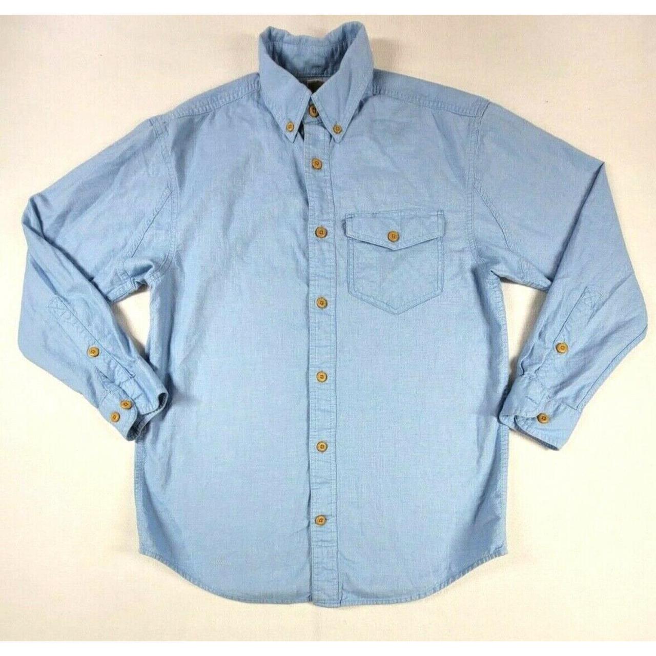 Duluth Trading Button Up Blue Long Sleeve Adult Long... - Depop