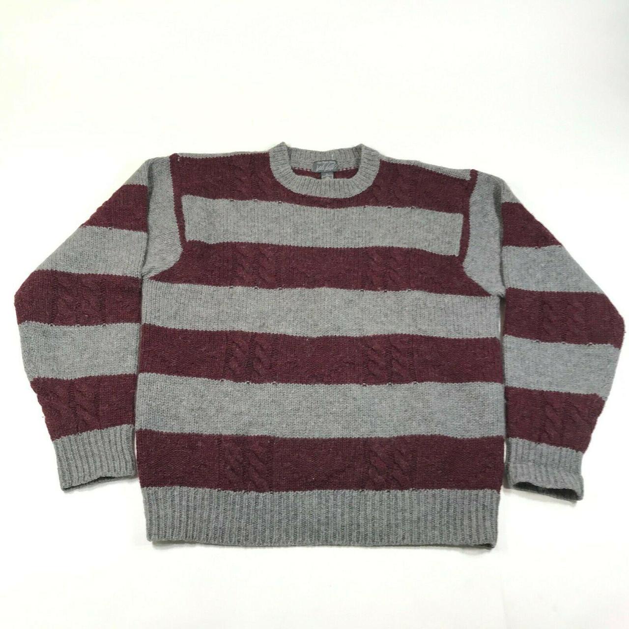 Vintage Lord & Taylor Sweater Jumper Mens L Gray Red... - Depop
