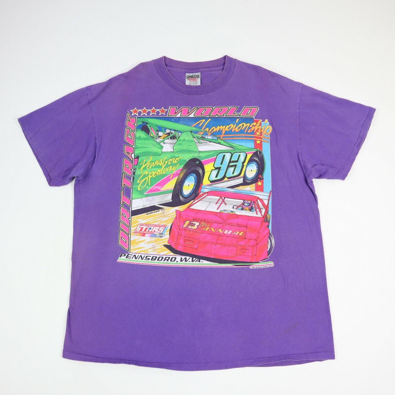 Vintage 90s DTWC Dirt Track Racing T-Shirt Big Print... - Depop