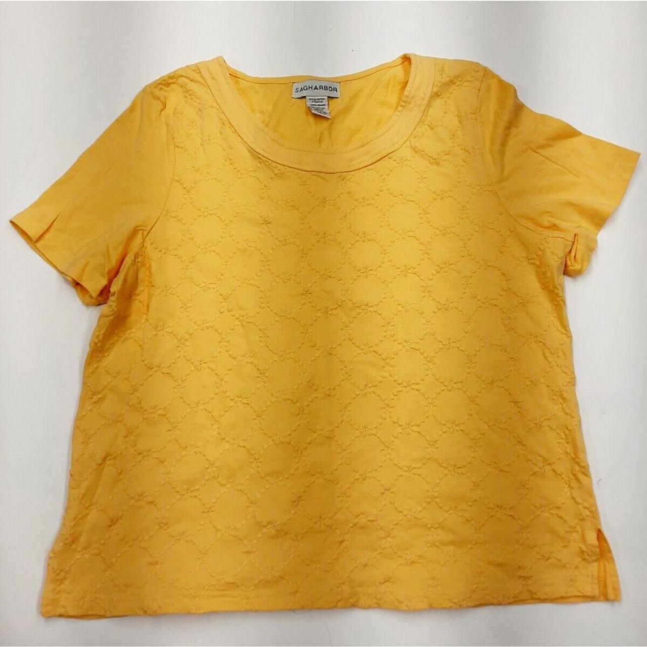 Sag harbor Embroidered T Shirt Yelow 100% Cotton... - Depop