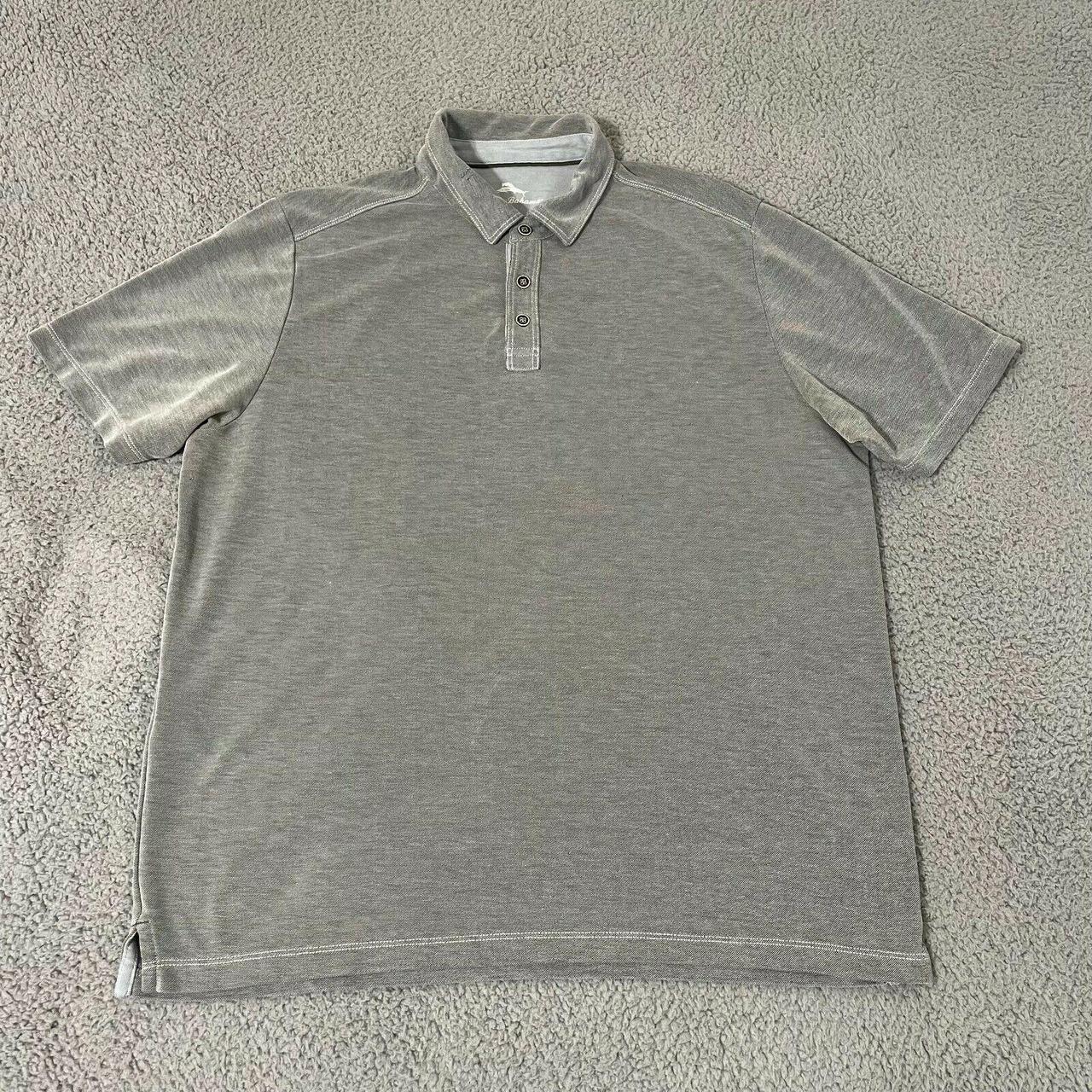 Tommy Bahama Polo Mens Large Gray Short Sleeve... - Depop