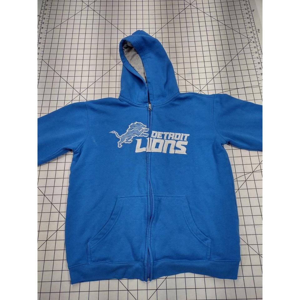 Vintage Detroit Lions Hoodie Youths Size Xl Full Zip Pockets