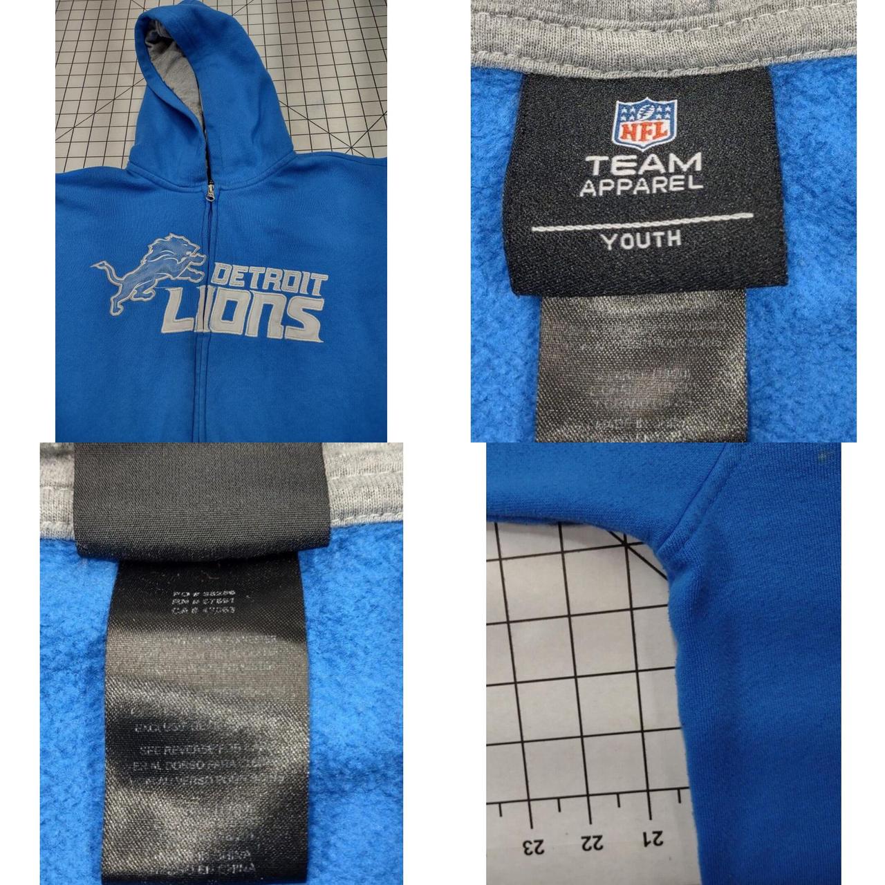 Vintage Detroit Lions Hoodie Youths Size Xl Full Zip Pockets