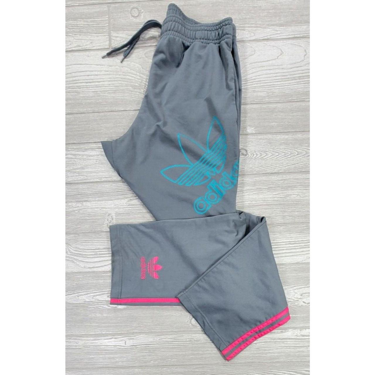 Adidas Original Gray Pink Teal Athletic Track Pants... Depop
