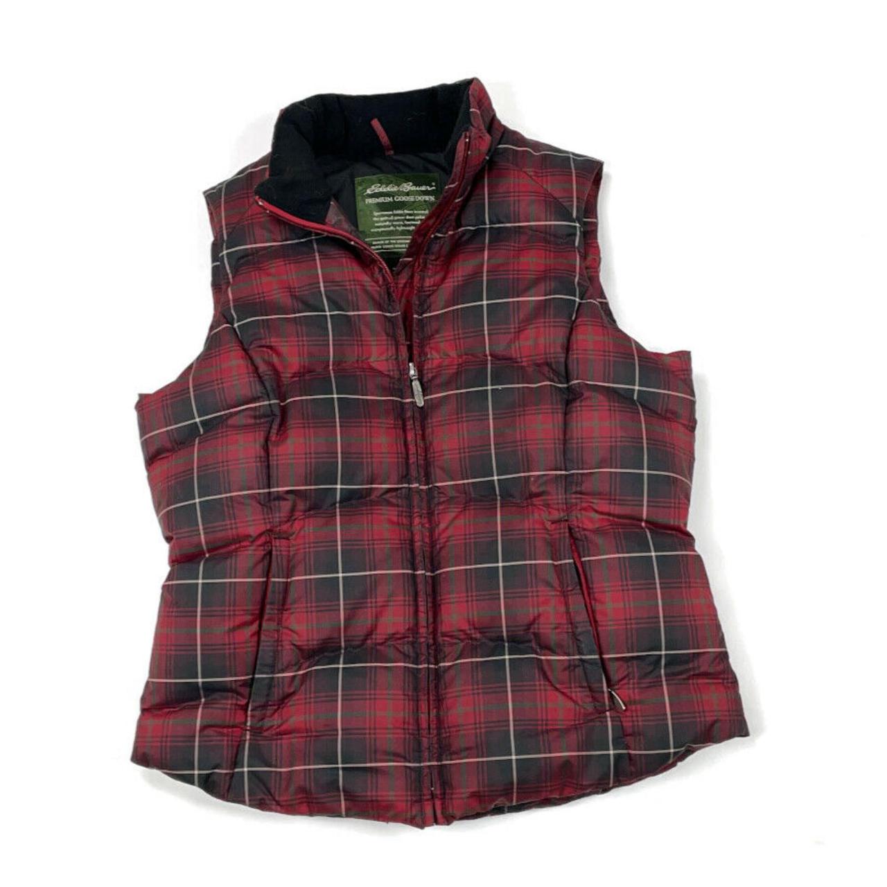 red and black checkered puffer vest