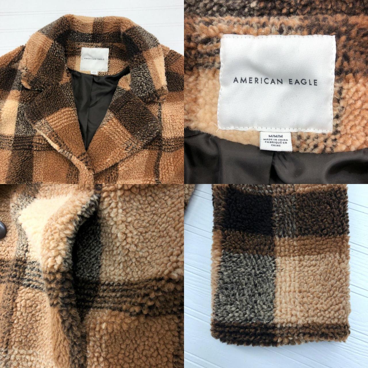 RETRO American Eagle AE Tan Plaid Coarse Fleece... - Depop