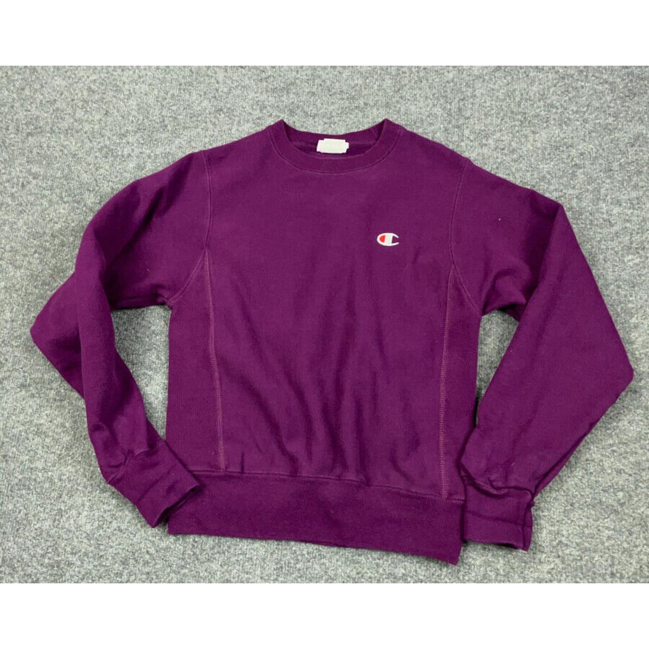 Champion Purple Reverse Weave Crew Neck Sweatshirt... - Depop